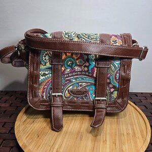 UNIONBAY Canvas Crossbody Purse Adj Shoulder Strap Paisley & Owl Print Teen Boho